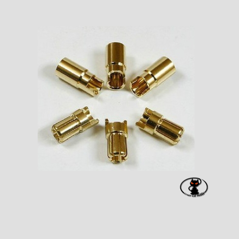 Connettori tondi dorati 6 mm.