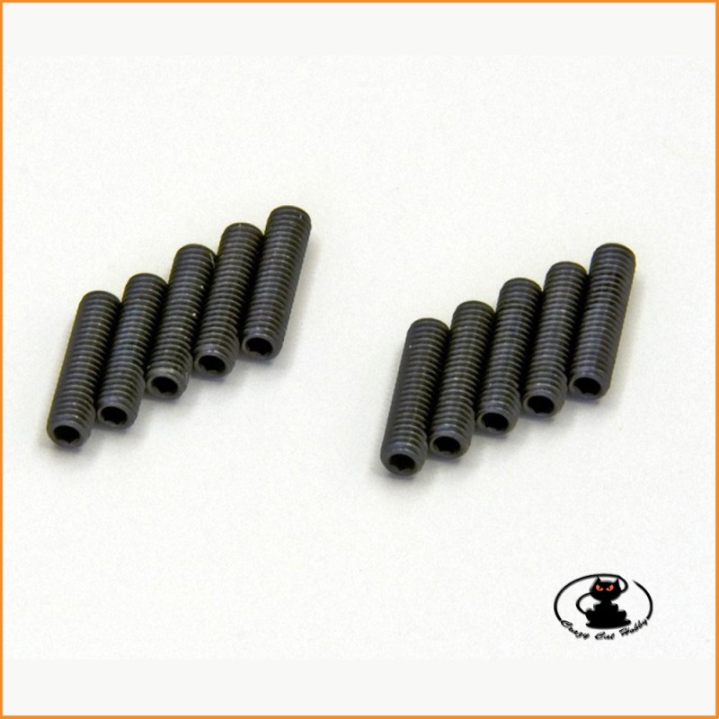 Grani M3X10 punta piatta in acciaio brunito Kyosho 1-S53010