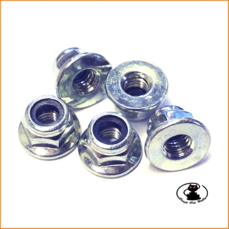 Nuts M4 flanged nylon locking  10 pieces