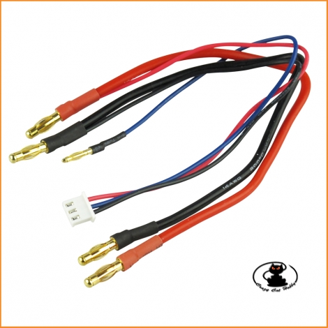 Charging cable for Lipo Hard Case, 4 mm gold connectors and XH balancing connector