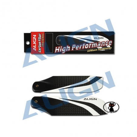 Tail rotor blades Align in 106 mm carbon fiber black and white color for all the class 700 helicopters HQ1060A