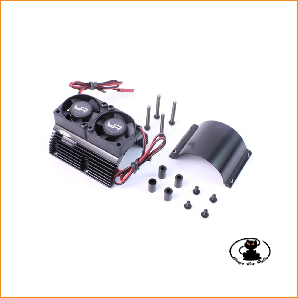 Heatsink for electric motors 1/8 scale in black aluminum with 2 fans YA-0261BK - Yeah Racing