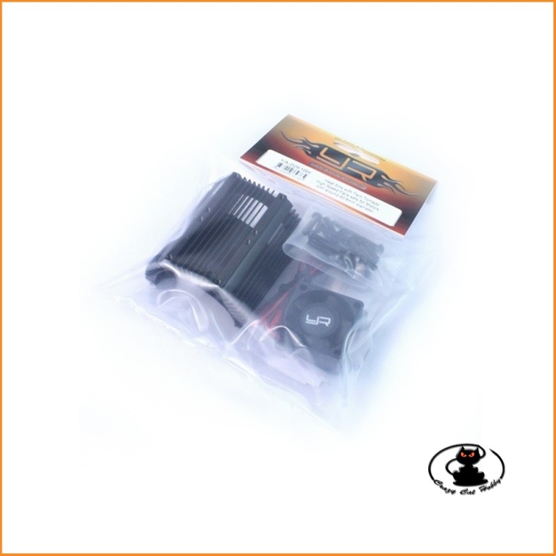 Heatsink for electric motors 1/8 scale in black aluminum with 2 fans