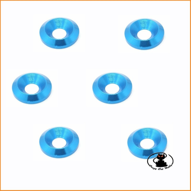Rondelle alluminio blu per viti M3 testa svasata - 6 p.zi - Fastrax - FAST140