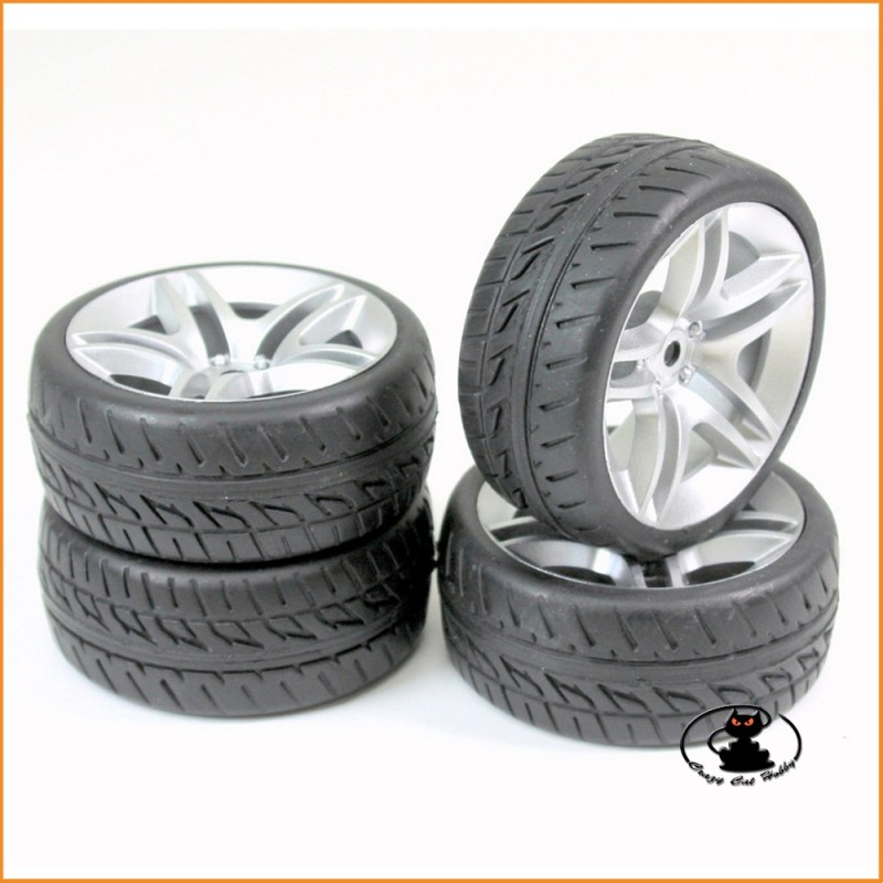 Wheel Set Onroad "10 Spoke / Profile" silver 1:10 (4 pcs) - Absima 2510005