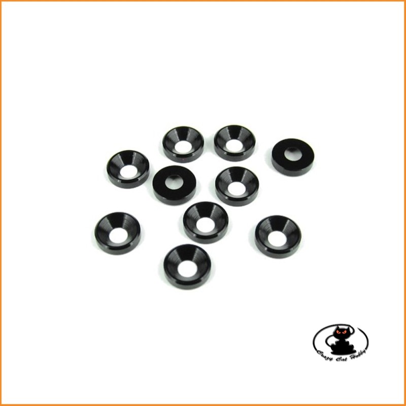 Aluminium M4 Countersink Whasher Black 10 Pcs. - T-works - TW-TA002BK