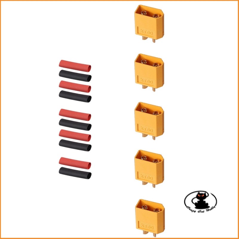 Connettori XT60 - 5 pezzi maschio con termoretraibile pretagliato - Maxpro - MAXCP26M