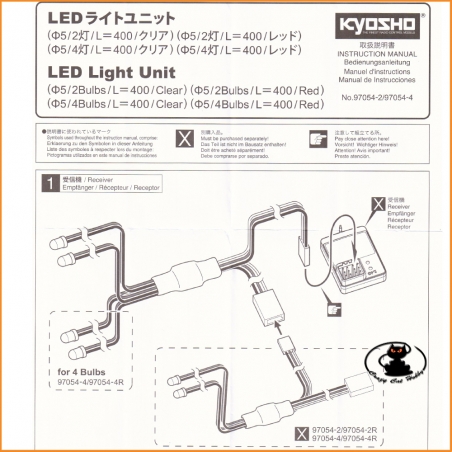 Istruzioni Luci Led Anteriori (4 led bianchi ø 5 mm) - Kyosho 97054-4CR