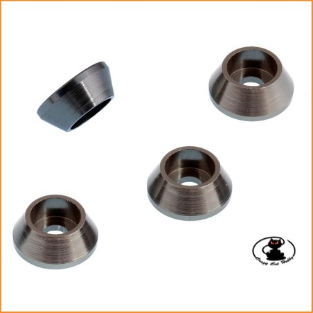 B0431 Rondella Conica Alluminio Grigia per viti 3 MM Mugen MBX MGT ( 4 p.zi )