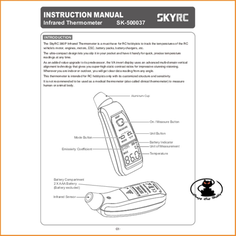 Digital Infrared Thermometer SkyRc 380P - SK-500037-01