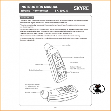 Termometro Digitale ad Infrarossi SkyRC 380P - SK-500037-01