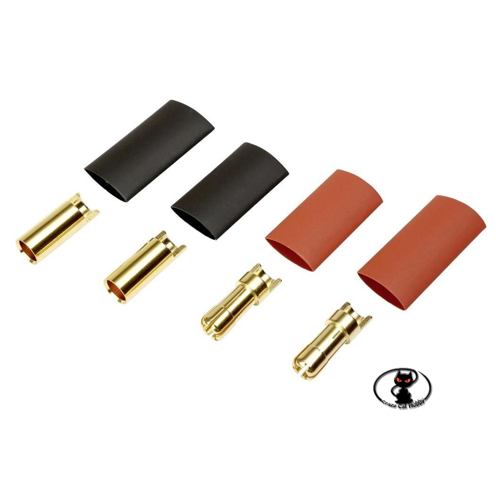 356780-AS1023 Round gold connector kit for batteries, ø 5.5 mm 2 female + 2 male to be welded with shrink-wrap