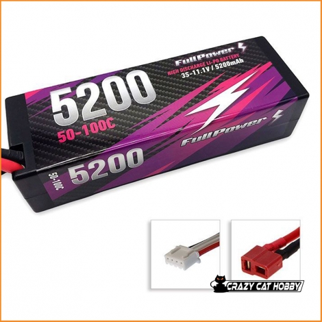 Hard Case Lipo Battery 3S 5200 mah 50/100C FullPower - Deans Connector - 448724