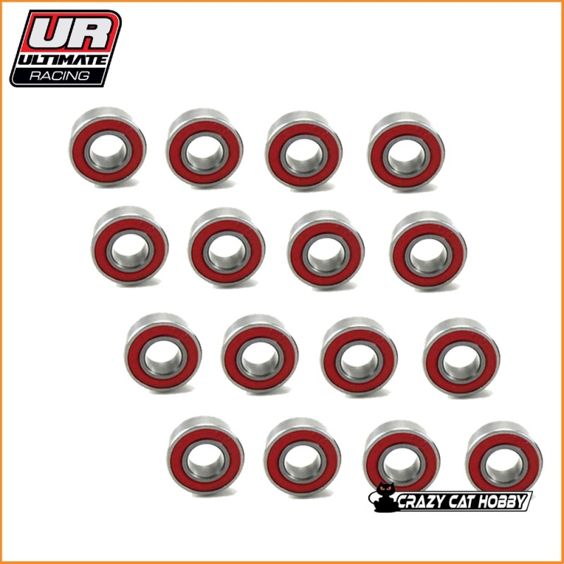 CUSCINETTI 5x10x4 mm HS - SCHERMATI GOMMA ROSSA - 1 pezzo - Ultimate Racing UR7819 - 8435127315744
