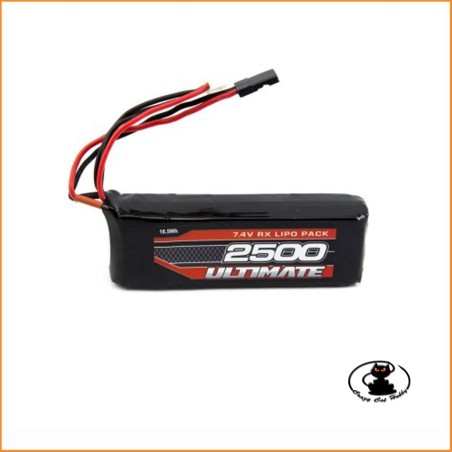 Batteria LiPo RX 2S 7.4v 2500mAh Piatta Ultimate - UR4451 per RX Mugen Associated Sworkz