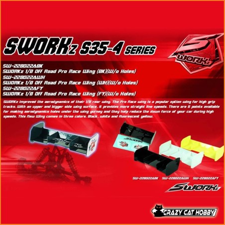 SWORKz ALETTONE 1:8 OFF ROAD PRO RACE GIALLO - SW-228022AFY