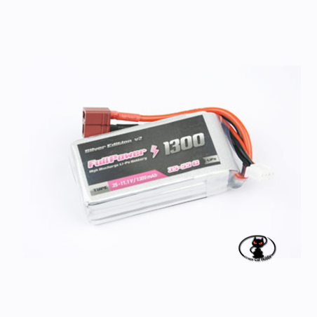 447679 Batteria Lipo 1300 mAh 3S 11.1 Volt - FullPower - 35C continui - 50C di picco  3 celle