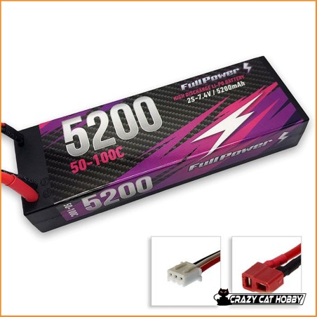 HARD CASE LIPO BATTERY 2S 5200 mah 50/100C DEANS CONNECTOR - FULLPOWER - 448723 - EEILCP