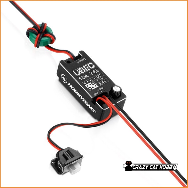 UBEC 10A V2 CAR 2-6S lipo With Switch - Hobbywing HW30603003