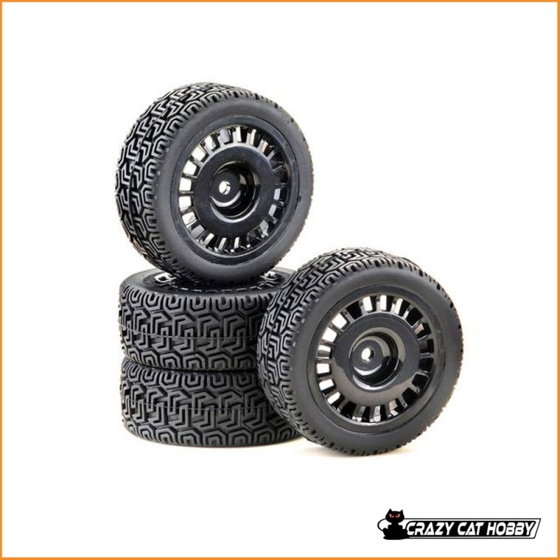 RUOTE RALLY TIPO PIRELLI CERCHIO NERO WINDED DESIGN 1:10 (4 pezzi) - ABSIMA Absima 2510061