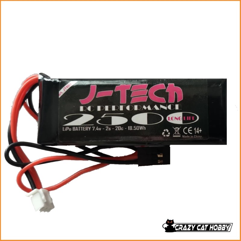 BATTERIA LiPo RX 2S 7.4v 2500 mAh STICK PACK PIATTA - J-TECH - JT009