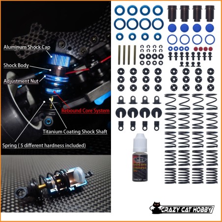 hock-Gear 55mm Damper Set for 1/10 RC Touring Car Grey - Yeah Racing DSG-0055G