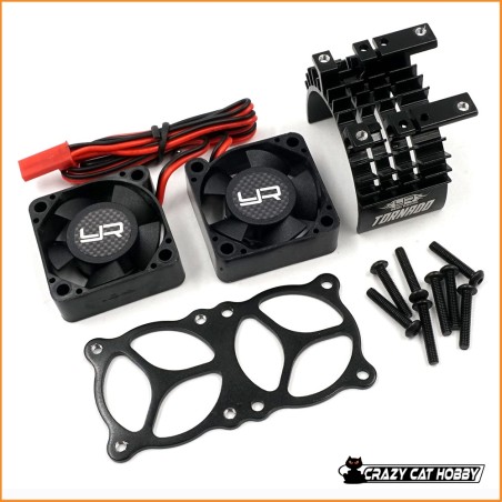 DISSIPATORE CON VENTOLE PER MOTORI 540/550 - 1/10 IN ALLUMINIO NERO - YA-0643BK - YEAH RACING