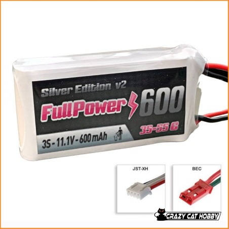 LIPO BATTERY 3S 600 mAh 35C BEC CONNECTOR FullPower V2 - 448909 - 8053303636515