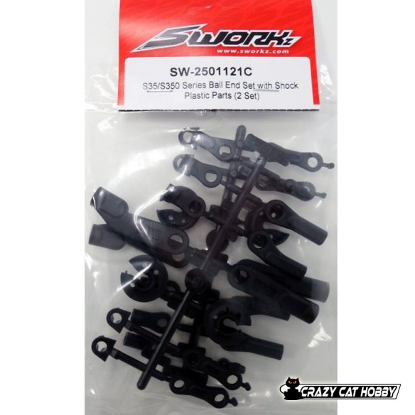 SW-2501121C S35/350 SERIES BALL END SET WITH SHOCK PLASTIC PARTS - SWORKZ