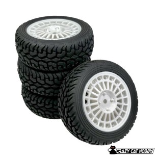 RUOTE RALLY TIPO DELTA INTEGRALE CERCHIO BIANCO 1:10 (4 pezzi) - ABSIMA 2510065 - 4250650961794