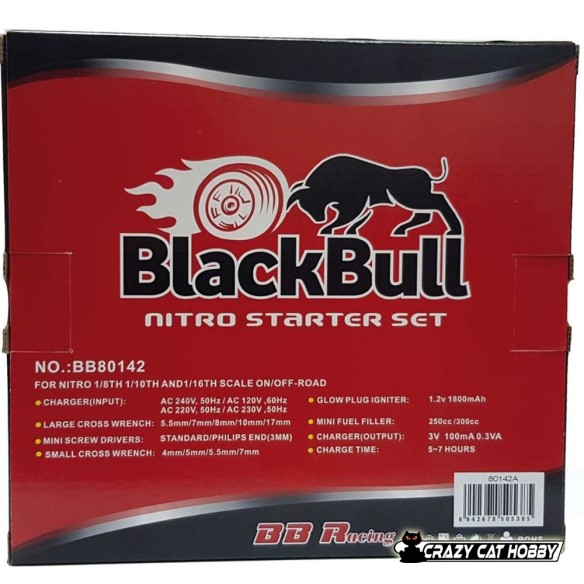 GLOW ENGINES STARTER KIT - 7 PIECES - BLACK BULL